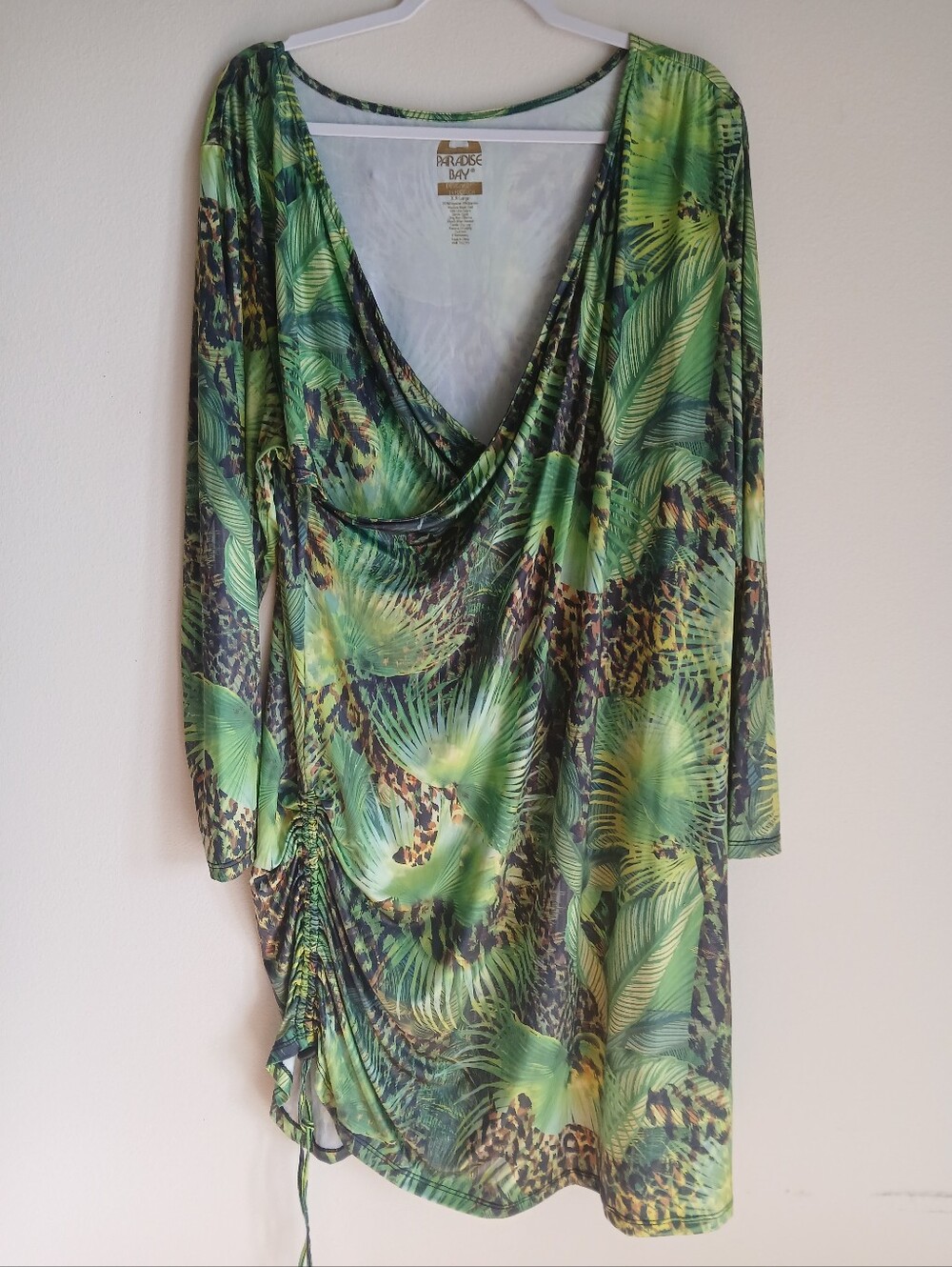 Paradise Bay Green Tiger Tropical Dress Cover Up Siz XXL NWT